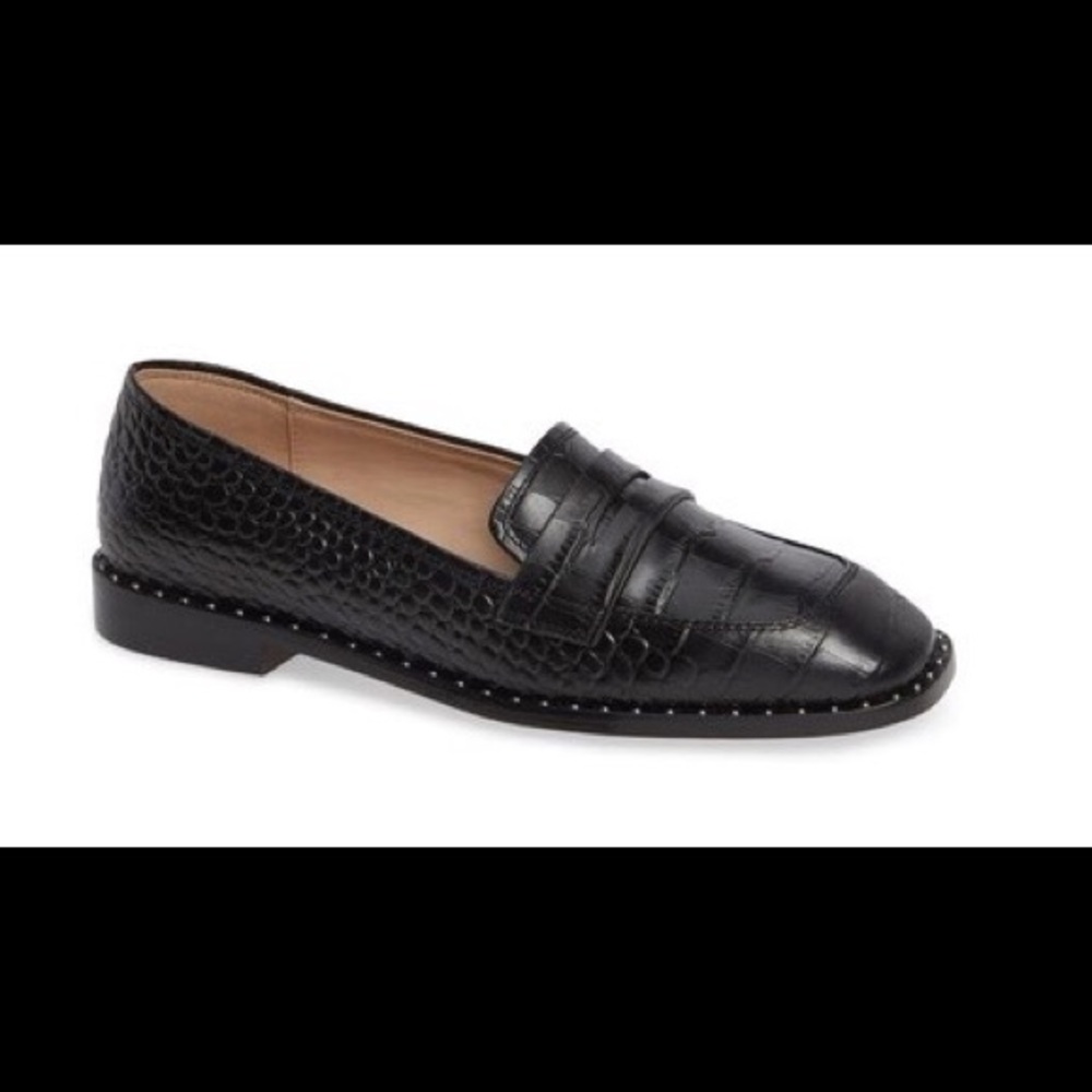 Something Navy Black Snakeskin Loafer